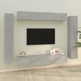 TV furniture set 8 pieces concrete gray plywood by vidaXL, TV Furniture - Ref: Foro24-3114297, Price: 428,95 €, Discount: %
