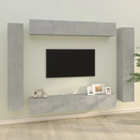Set de muebles de TV 8 pzas madera contrachapada gris hormigón de vidaXL, Muebles TV - Ref: Foro24-3114297, Precio: 421,26 €,...