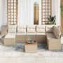 Conjunto de sofá de jardín 9 pcs Beige Poliratán