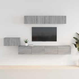 TV furniture set 5 pieces Sonoma gray plywood by vidaXL, TV Furniture - Ref: Foro24-3114436, Price: 183,39 €, Discount: %