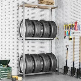 Tire rack 2 levels steel silver 110x40x180 cm by vidaXL, Industrial shelving - Ref: Foro24-152893, Price: 81,74 €, Discount: %