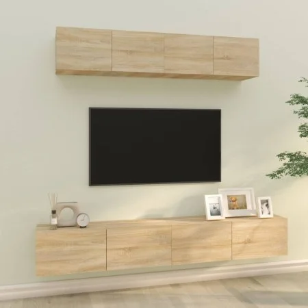 TV-Möbelset 4-teilig Sonoma-Eichensperrholz von vidaXL, TV-Möbel - Ref: Foro24-3114536, Preis: 173,11 €, Rabatt: %