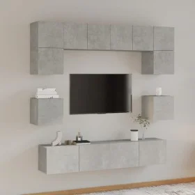 TV furniture set 8 pieces concrete gray plywood by vidaXL, TV Furniture - Ref: Foro24-3114409, Price: 240,96 €, Discount: %