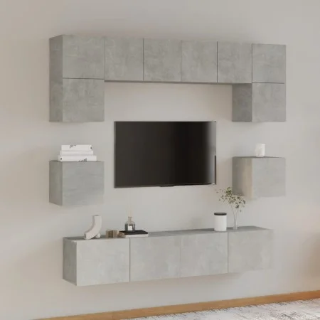 Set de muebles de TV 8 pzas madera contrachapada gris hormigón de vidaXL, Muebles TV - Ref: Foro24-3114409, Precio: 240,96 €,...
