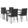 Juego de comedor para jardín 5 piezas acero y textilene negro