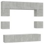 TV-Möbelset 8-teilig aus betongrauem Sperrholz von vidaXL, TV-Möbel - Ref: Foro24-3114409, Preis: 244,15 €, Rabatt: %