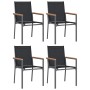 Juego de comedor para jardín 5 piezas acero y textilene negro