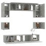 TV-Möbelset 8-teilig aus betongrauem Sperrholz von vidaXL, TV-Möbel - Ref: Foro24-3114409, Preis: 244,15 €, Rabatt: %