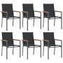 Juego de comedor para jardín 7 piezas acero y textilene negro