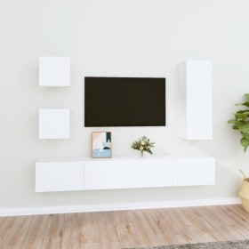 Set de muebles para TV 5 piezas madera contrachapada blanco