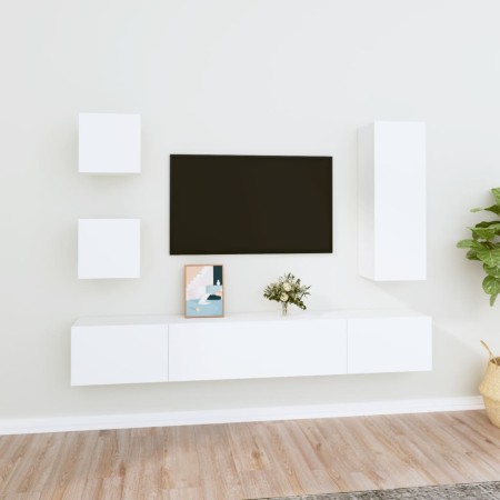 5-teiliges TV-Möbelset aus weißem Sperrholz von vidaXL, TV-Möbel - Ref: Foro24-3114438, Preis: 199,98 €, Rabatt: %