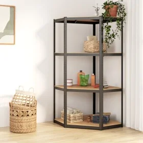 Eckregal mit 4 Ebenen aus Holz und anthrazitgrauem Stahl von vidaXL, Industrieregale - Ref: Foro24-152853, Preis: 75,44 €, Ra...