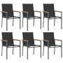 Juego de comedor para jardín 7 piezas acero y textilene negro