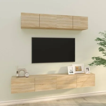 TV-Möbel-Set 4-tlg. Eiche Sperrholz Sonoma von vidaXL, TV-Möbel - Ref: Foro24-3114528, Preis: 141,29 €, Rabatt: %