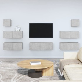 TV furniture set 7 pieces concrete gray plywood by vidaXL, TV Furniture - Ref: Foro24-3114545, Price: 239,02 €, Discount: %