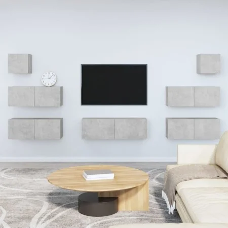 TV furniture set 7 pieces concrete gray plywood by vidaXL, TV Furniture - Ref: Foro24-3114545, Price: 231,58 €, Discount: %