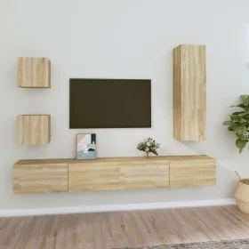 TV furniture set 5 pieces Sonoma oak plywood by vidaXL, TV Furniture - Ref: Foro24-3114448, Price: 185,61 €, Discount: %