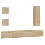 Set de muebles para TV 5 pzas madera contrachapada roble Sonoma