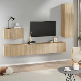 TV-Möbelset 4-teilig Sonoma-Eichensperrholz von vidaXL, TV-Möbel - Ref: Foro24-3114328, Preis: 172,97 €, Rabatt: %
