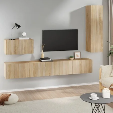 TV-Möbelset 4-teilig Sonoma-Eichensperrholz von vidaXL, TV-Möbel - Ref: Foro24-3114328, Preis: 172,97 €, Rabatt: %