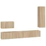 TV furniture set 4 pieces Sonoma oak plywood by vidaXL, TV Furniture - Ref: Foro24-3114328, Price: 172,97 €, Discount: %