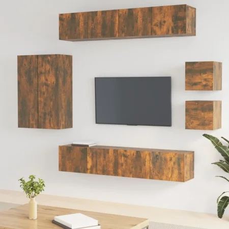 Set de muebles de TV 8 pzas madera contrachapada roble ahumado de vidaXL, Muebles TV - Ref: Foro24-3114491, Precio: 225,11 €,...