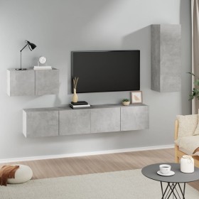TV furniture set 4 pieces concrete gray plywood by vidaXL, TV Furniture - Ref: Foro24-3114337, Price: 154,92 €, Discount: %