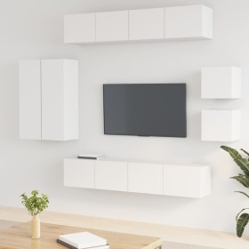 TV-Möbelset 8-teilig aus weißem Sperrholz von vidaXL, TV-Möbel - Ref: Foro24-3114486, Preis: 354,91 €, Rabatt: %