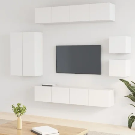 TV-Möbelset 8-teilig aus weißem Sperrholz von vidaXL, TV-Möbel - Ref: Foro24-3114486, Preis: 345,83 €, Rabatt: %