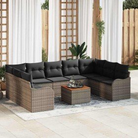 Conjunto de sofá de jardín 10 pcs Gris Poliratán
