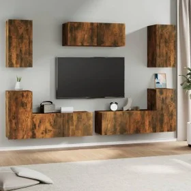 TV-Möbelset 7-teilig aus geräuchertem Eichensperrholz von vidaXL, TV-Möbel - Ref: Foro24-3114307, Preis: 195,60 €, Rabatt: %
