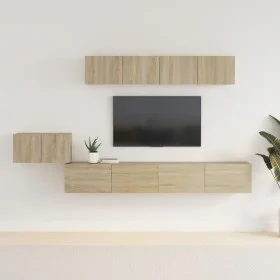 Set de muebles para TV 5 pzas madera contrachapada roble Sonoma de vidaXL, Muebles TV - Ref: Foro24-3114432, Precio: 190,99 €...