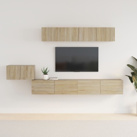 Set de muebles para TV 5 pzas madera contrachapada roble Sonoma de vidaXL, Muebles TV - Ref: Foro24-3114432, Precio: 199,54 €...