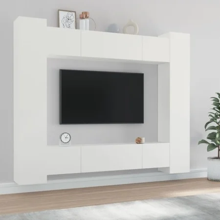 TV-Möbelset 8-teilig aus weißem Sperrholz von vidaXL, TV-Möbel - Ref: Foro24-3114230, Preis: 462,11 €, Rabatt: %