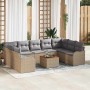 Conjunto de sofá de jardín 10 pcs Beige Poliratán
