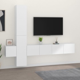 TV furniture set, 5-piece plywood in white. by vidaXL, TV Furniture - Ref: Foro24-3114246, Price: 227,40 €, Discount: %