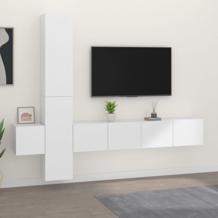TV-Möbel-Set 5 Stück Sperrholz weiß von vidaXL, TV-Möbel - Ref: Foro24-3114246, Preis: 227,40 €, Rabatt: %