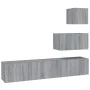 TV-Möbel-Set 4 Stück Sonoma grau Sperrholz von vidaXL, TV-Möbel - Ref: Foro24-3114644, Preis: 115,74 €, Rabatt: %