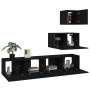 4-teiliges TV-Möbelset aus schwarzem Sperrholz von vidaXL, TV-Möbel - Ref: Foro24-3114639, Preis: 154,29 €, Rabatt: %