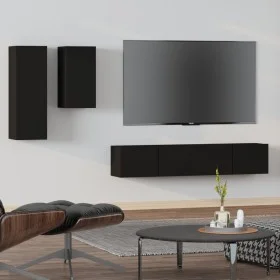 4-teiliges TV-Möbelset aus schwarzem Sperrholz von vidaXL, TV-Möbel - Ref: Foro24-3114623, Preis: 160,54 €, Rabatt: %