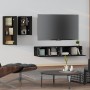 4-teiliges TV-Möbelset aus schwarzem Sperrholz von vidaXL, TV-Möbel - Ref: Foro24-3114623, Preis: 162,93 €, Rabatt: %