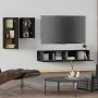 Set de muebles para TV 4 piezas madera contrachapada negro de vidaXL, Muebles TV - Ref: Foro24-3114623, Precio: 160,54 €, Des...