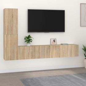 TV-Möbelset 4-teilig Sonoma-Eichensperrholz von vidaXL, TV-Möbel - Ref: Foro24-3114312, Preis: 140,02 €, Rabatt: %