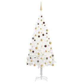 Árbol de Navidad preiluminado con luces y bolas blanco 240 cm