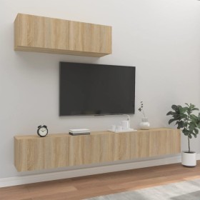 TV furniture set 3 pieces sonoma oak plywood by vidaXL, TV Furniture - Ref: Foro24-3114480, Price: 137,24 €, Discount: %