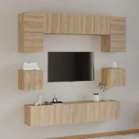 TV furniture set 8 pieces Sonoma oak plywood by vidaXL, TV Furniture - Ref: Foro24-3114408, Price: 251,34 €, Discount: %