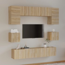 TV-Möbelset 8-teilig Sonoma-Eichensperrholz von vidaXL, TV-Möbel - Ref: Foro24-3114408, Preis: 251,05 €, Rabatt: %