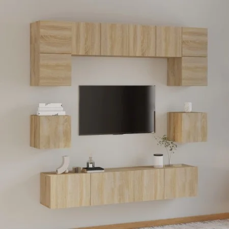 TV-Möbelset 8-teilig Sonoma-Eichensperrholz von vidaXL, TV-Möbel - Ref: Foro24-3114408, Preis: 251,34 €, Rabatt: %