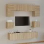 TV furniture set 8 pieces Sonoma oak plywood by vidaXL, TV Furniture - Ref: Foro24-3114408, Price: 251,34 €, Discount: %