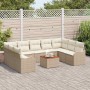 Conjunto de sofá de jardín 10 pcs Beige Poliratán